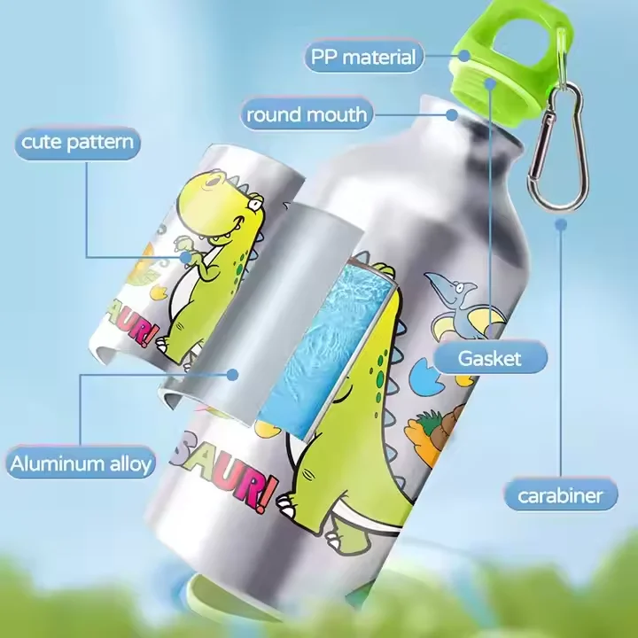 Newest DIY  Pretend play toy for kids DIY Drawing toy Dinosaur  water bottle Food-grade aluminium material BPA free