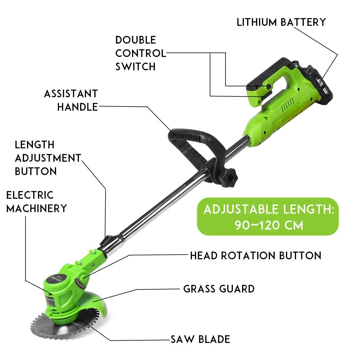 Cordless Grass Cutter Machine Handles Garden Grass Trimmer Household Cordless Electric Lawn Mower Agricultural Weeder