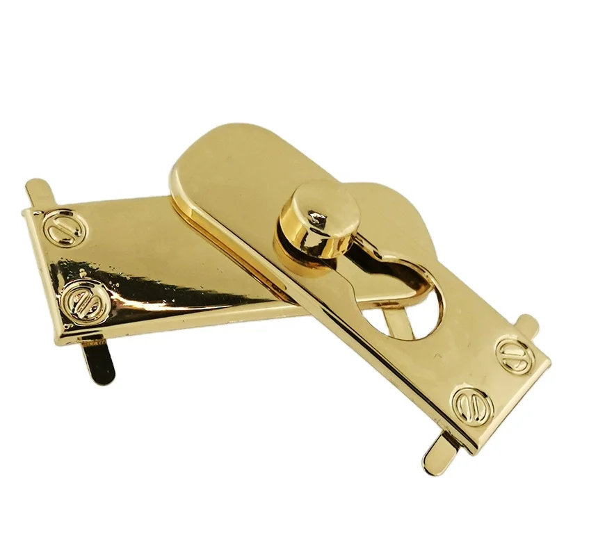 Custom Gold Metal Push Button Lock for Handbags and Purses Decorative Rotary Twist Lock Hardware Shoe Hook Package Accessory