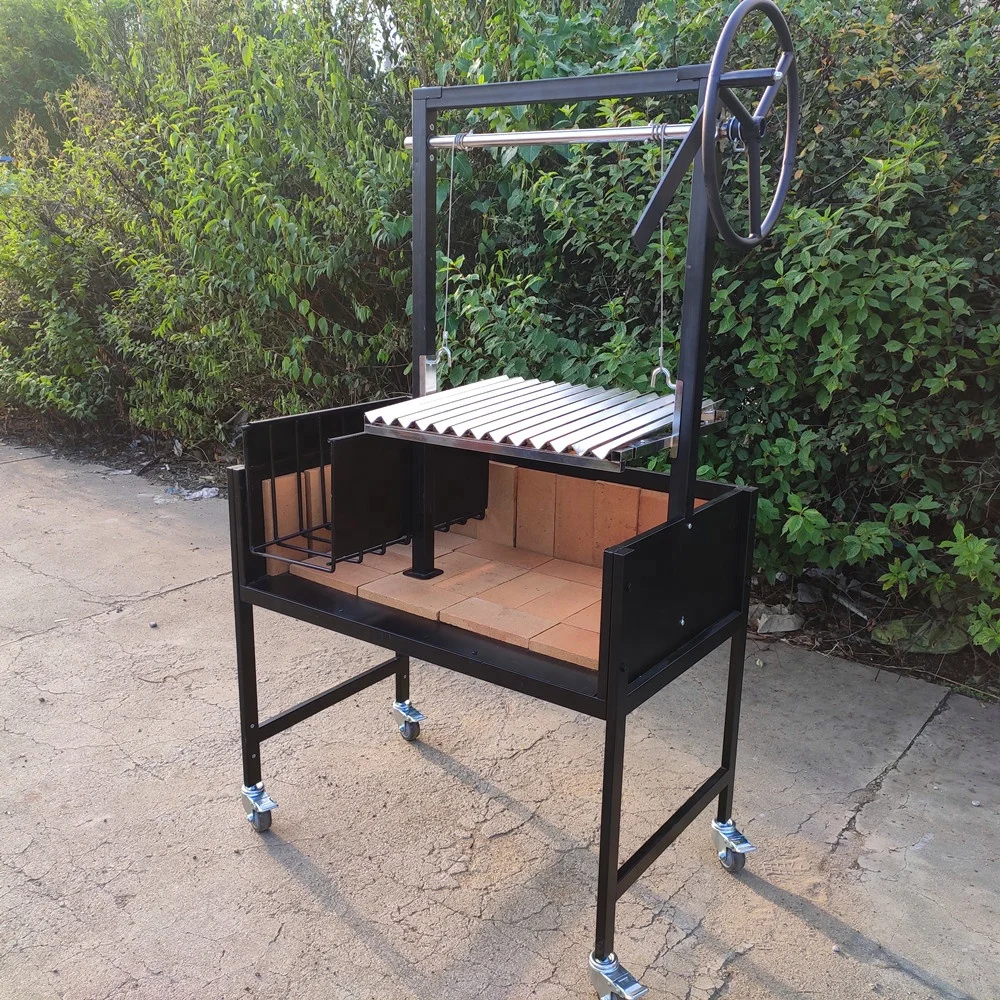 Open front brick lined argentina santa maria stainless bbq grill trailer