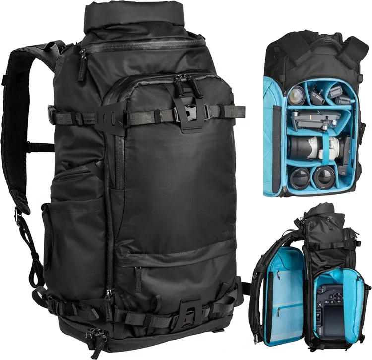 30 Liter Water Resistant Camera Backpack 14 inch Laptop Compartment with Rain Cover