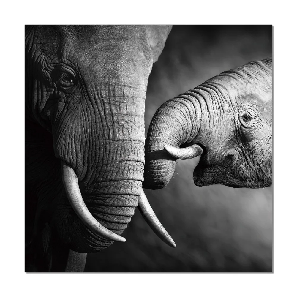 Hot Selling Crystal Clear Animal Mama Elephant Prints Canvas Art Frameless Acrylic Painting Oil Painting for Room