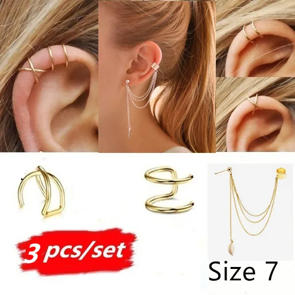 2021 Earrings Fashion Cross Over Ear Cuff Gold plating Single Ear Piercing Earrings for women