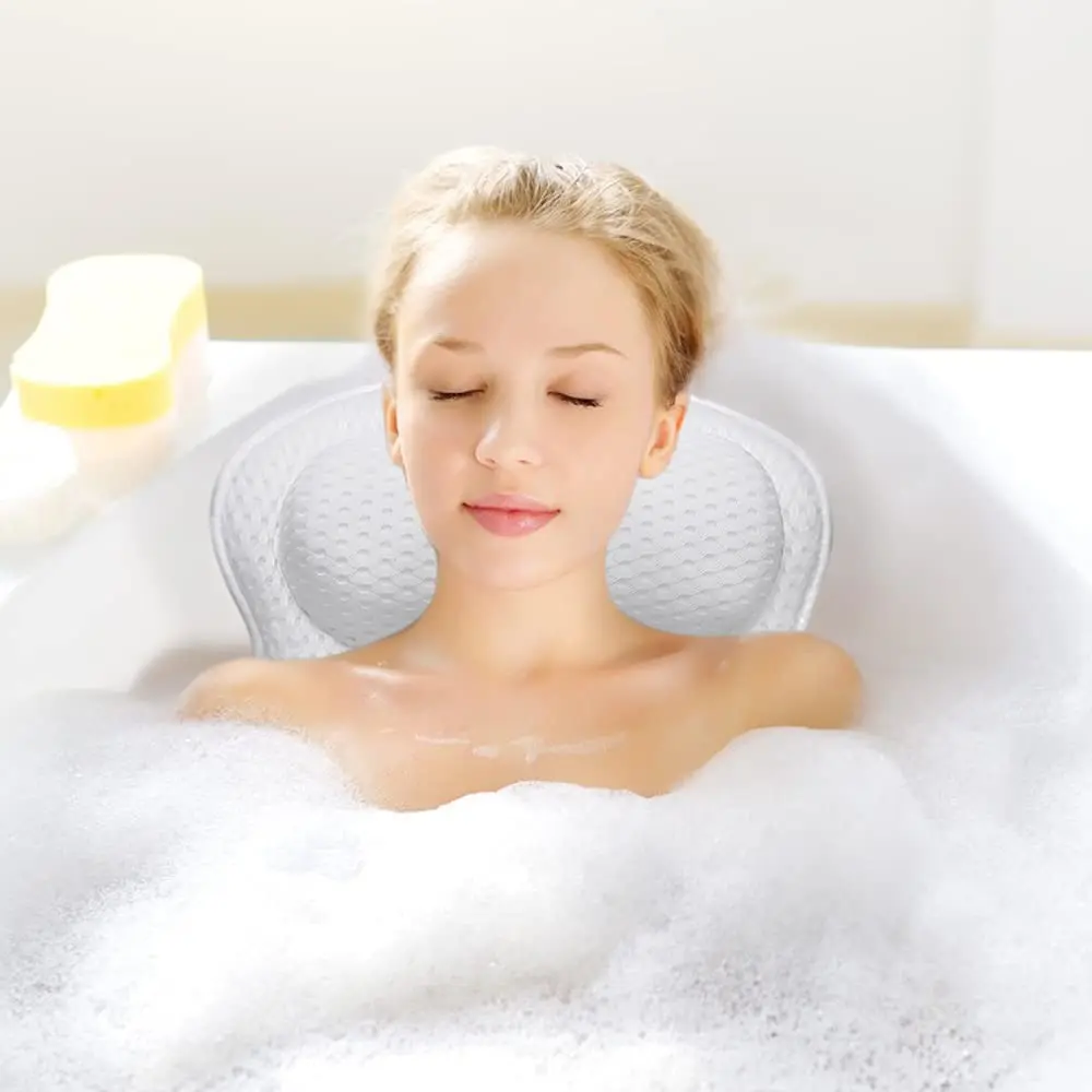 Home Back Neck Support Bathtub Spa Hot Tub Suction Cups Luxury Waterproof Comfort 4D Bath Pillow