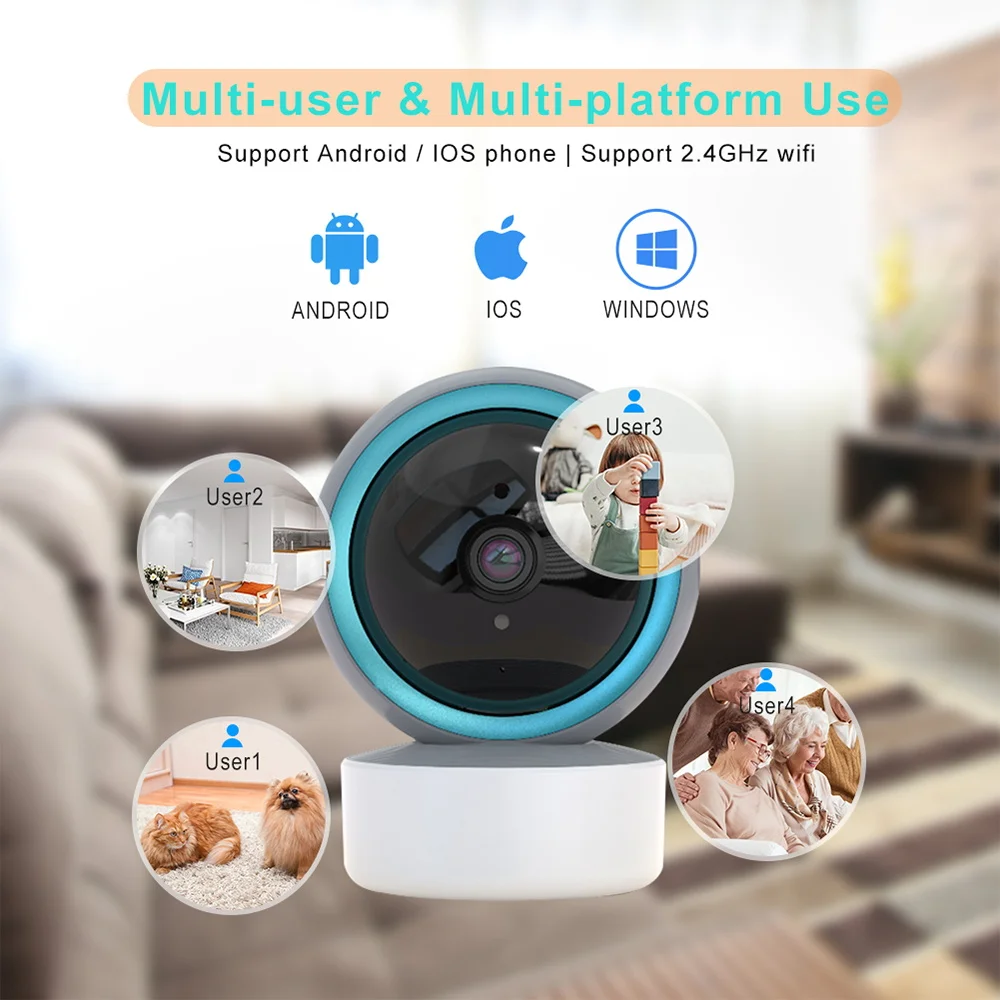 Умная беспроводная Wi-Fi Сетевая камера для домашней безопасности с автоматическим отслеживанием Tuya Smart 360