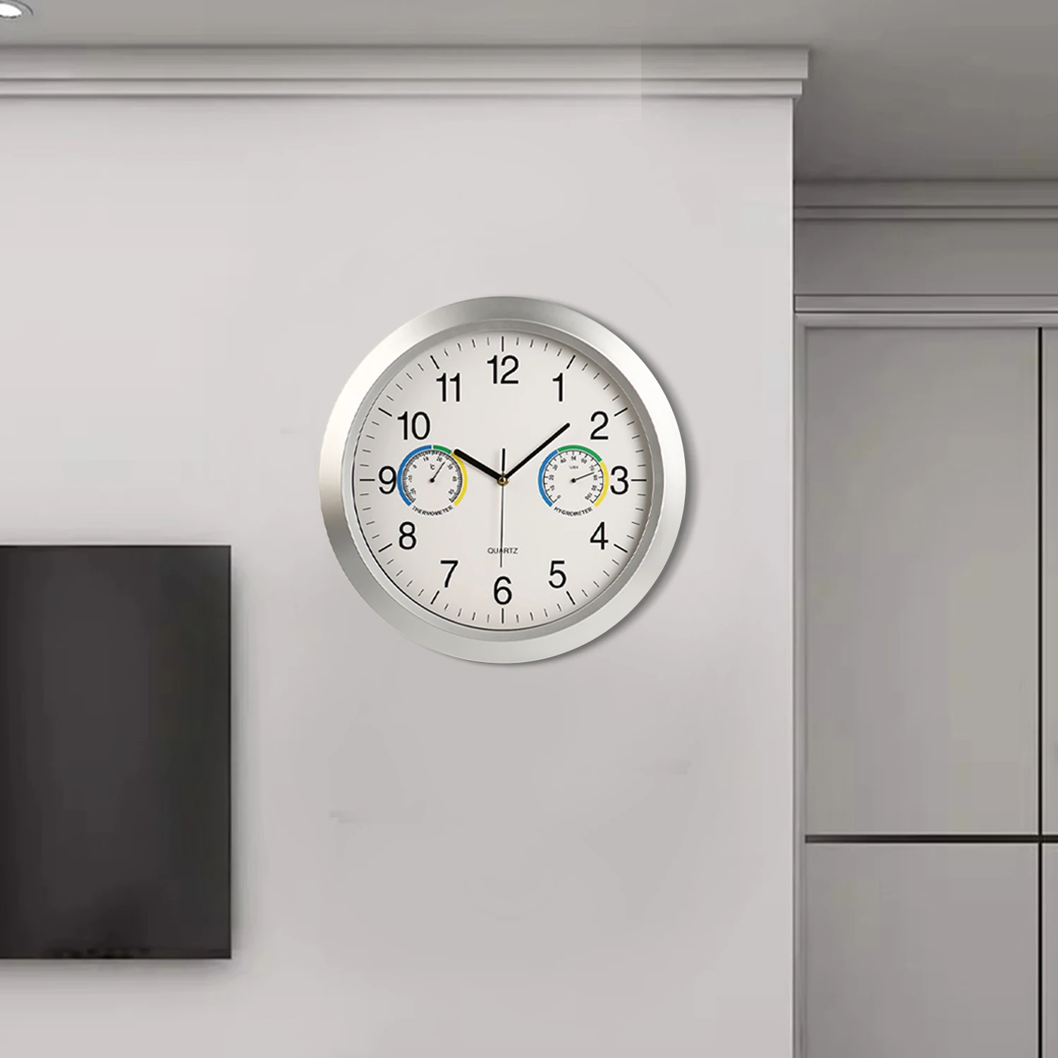 Thermometer & Hygrometer Weather Station Wall Clock for Home Decoration