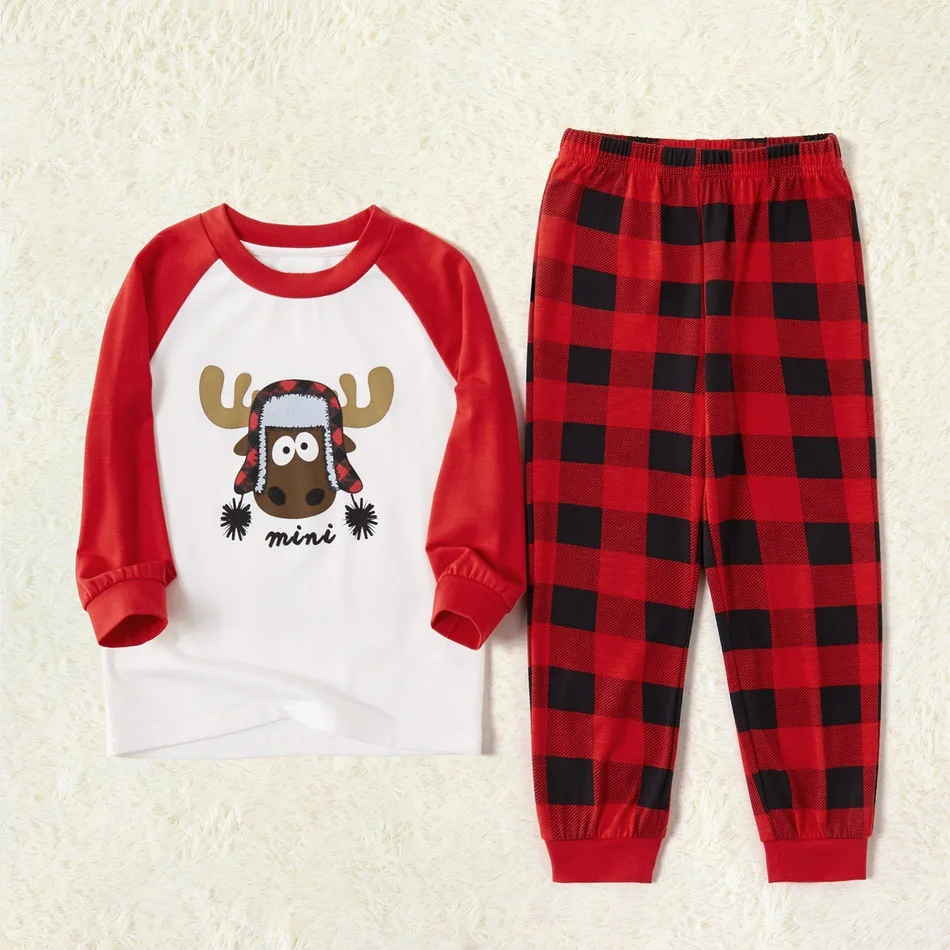 
2021 Christmas Family Matching Clothes Outfits Fashion Plaid Print Pajamas Set Cartoon Animal Elk Sleepwear For Men Women Baby 