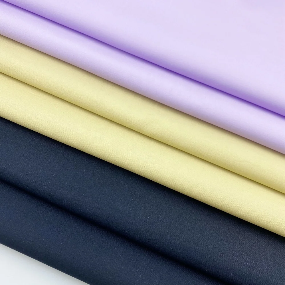 Woven 70gsm dress material blue lightweight breathable dyed poplin organic 55% tencel 45% cotton fabric