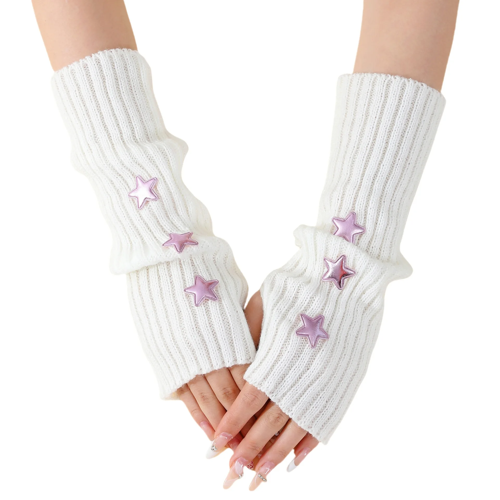 2024 Winter new women Elastic knitted fingerless fashionable gloves for Ladies