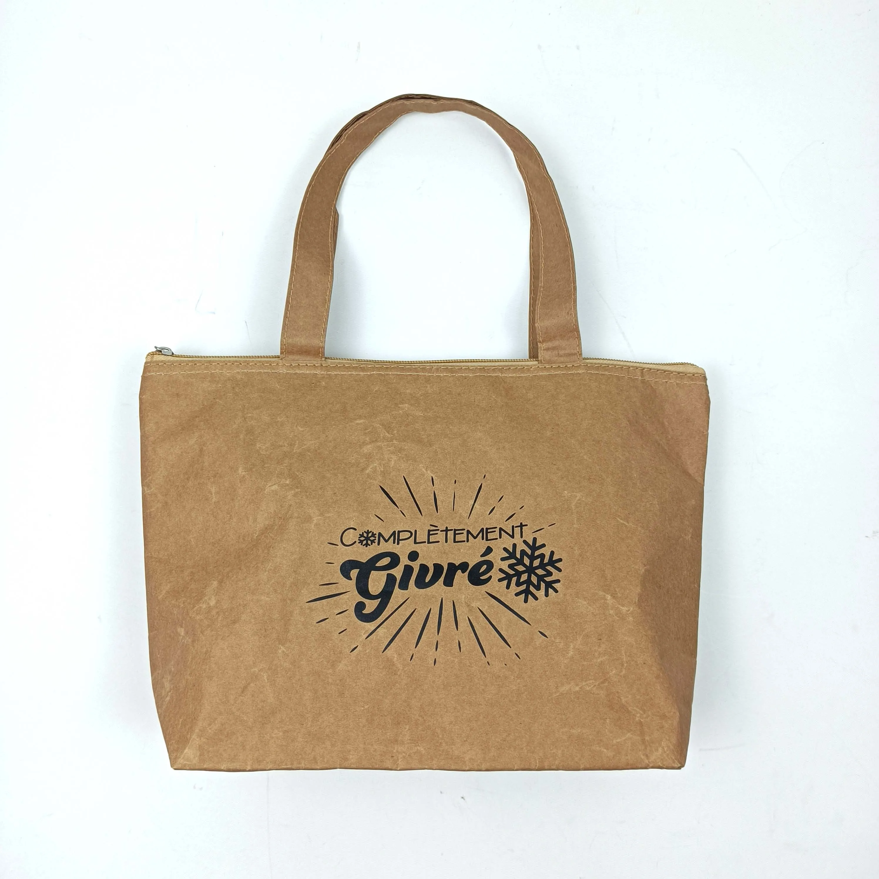 Reusable Eco-friendly kraft paper handbag letter design tote bag Seafood Thermal insulation lunch bag