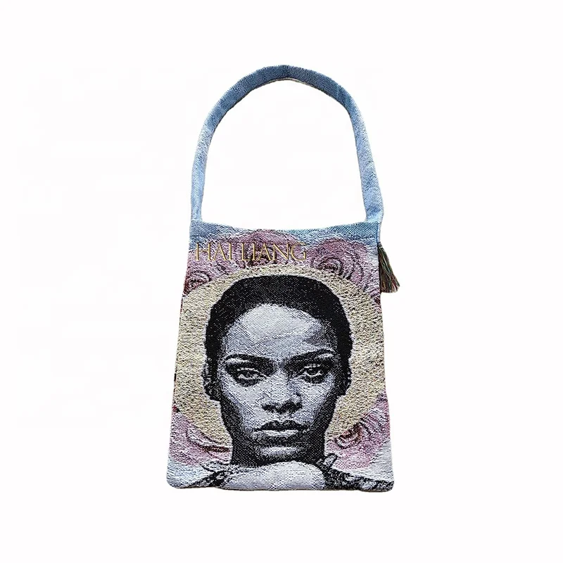 Custom women hand bags Vintage Tapestry Blanket Shopping Bag Patch Fringe Fit Laptop Mobile Phone Cosmetic Bags For Ladies