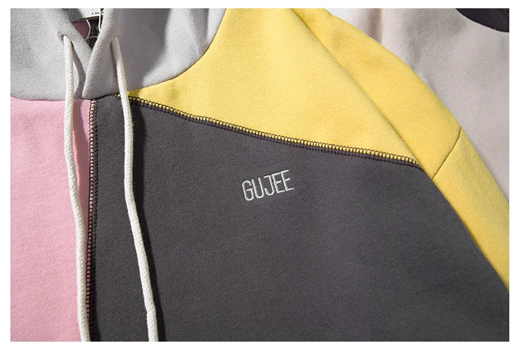 
Custom Hip Hop Streetwear Multi Color Block Hoodie For Men 