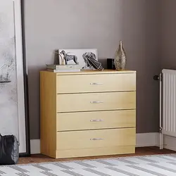 Pine Chest of Drawers 4 Drawer With Metal Handles and Runners Unique Anti-Bowing Drawer Support Bedroom Furniture