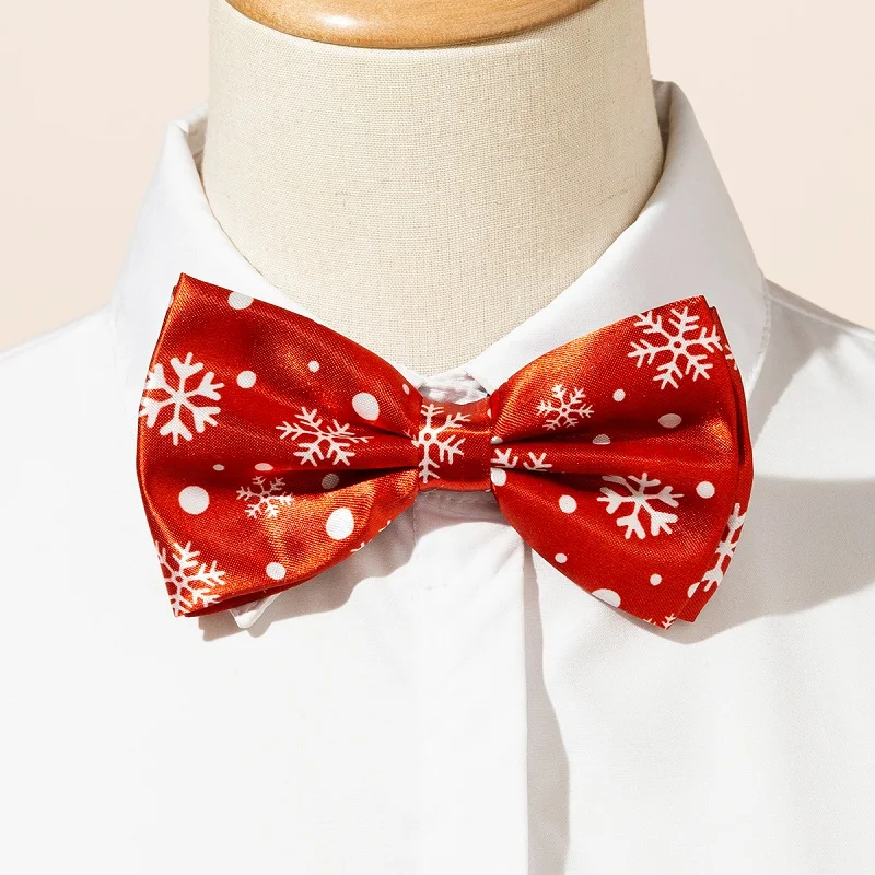 Рождественский галстук, галстук с принтом, полиэстер, жаккард, снежинка, галстук-бабочка для вечеринки, галстук для мальчиков, девочек, мужчин и женщин