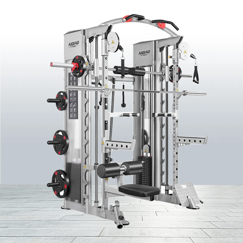Commercial Workout Power Cage Rack Multi Functional Trainer Gym Cable All In One Smith Machine