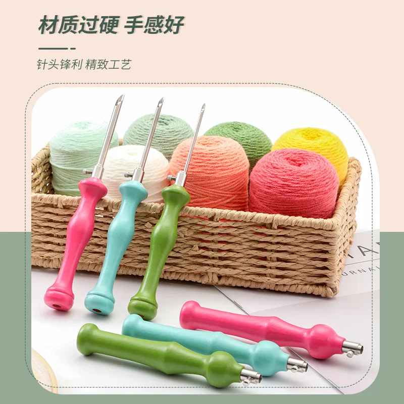 Набор перфорационных игл высшего качества 2 5/3 5/5 мм металлические трубки с деревянной ручкой Наборы для начинающих вышивальных ткацких инструментов