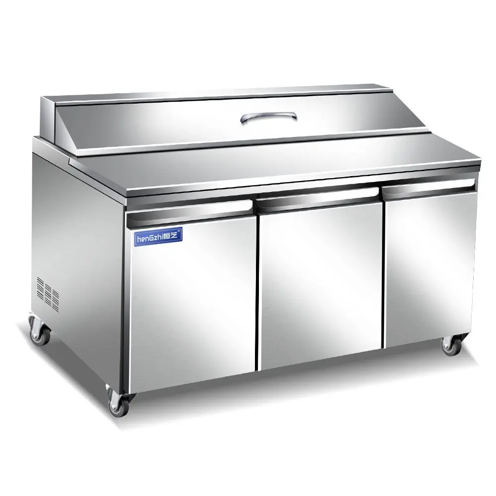 Вентилируемые холодильное еды готовить Рабочий стол холодильник салат/тесто для пиццы стол/витрина охладитель с