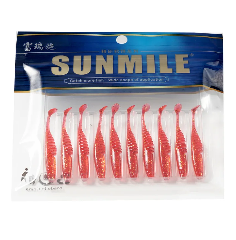 New OEM 5.5CM 0.8G Soft Fishing Bait 10pcs/bag Artificial Silicone Baits Soft Worm Fishing Lure Worms Rubber T Tail Lure