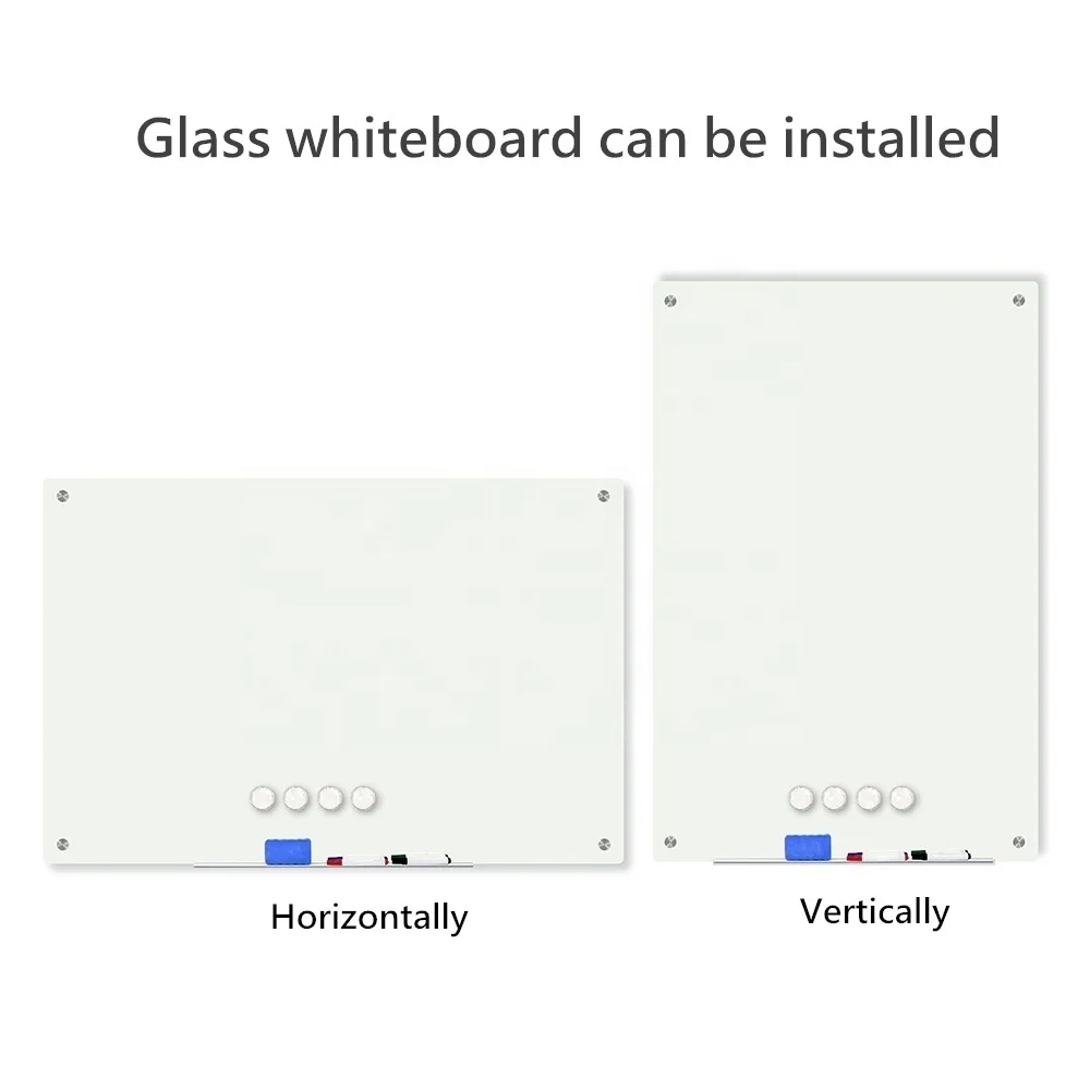 Hot selling office magnetic toughened glass notice whiteboard rectangle