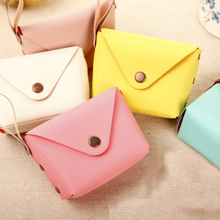 Hot sale korean style cute candy color pocket coin purse key bag creative macaron hand bag card cash wallet