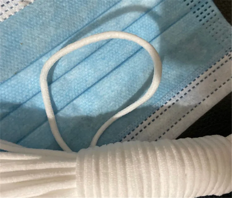 Лидер продаж, регулируемые ремни 2,5 мм, 3 мм, черная, белая круглая эластичная лента, петля для ушей для одноразовой маски для лица