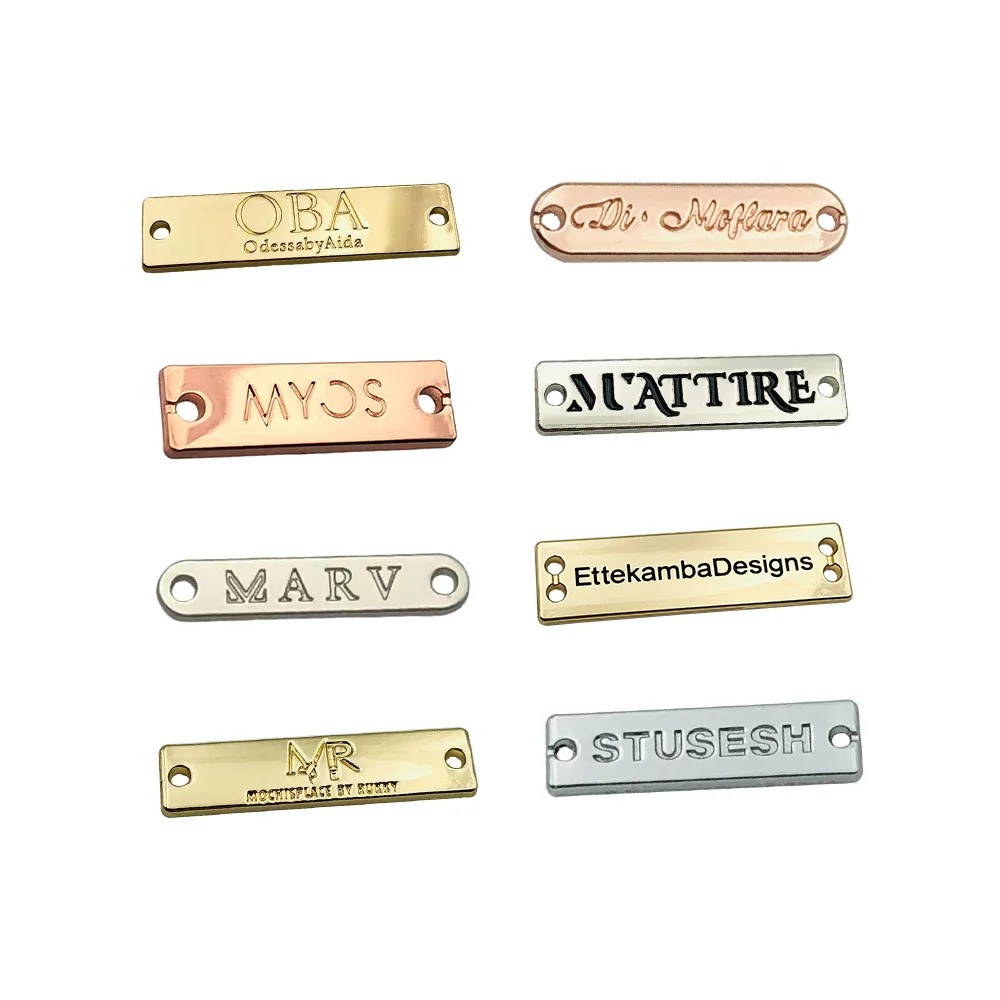Fashion Design Matt Gold Small Sewing Metal Letters Clothes Tags Custom Metal Logo For Abaya Garment