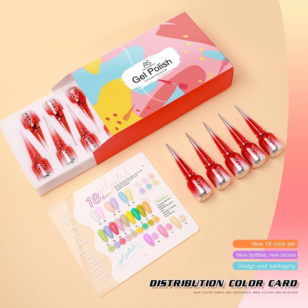 AS 18 Colors Gel Nail Polish Set Semi Permanent UV Led Varnish Nail Art Design Soak Off Gel Set Nail Gel Kit