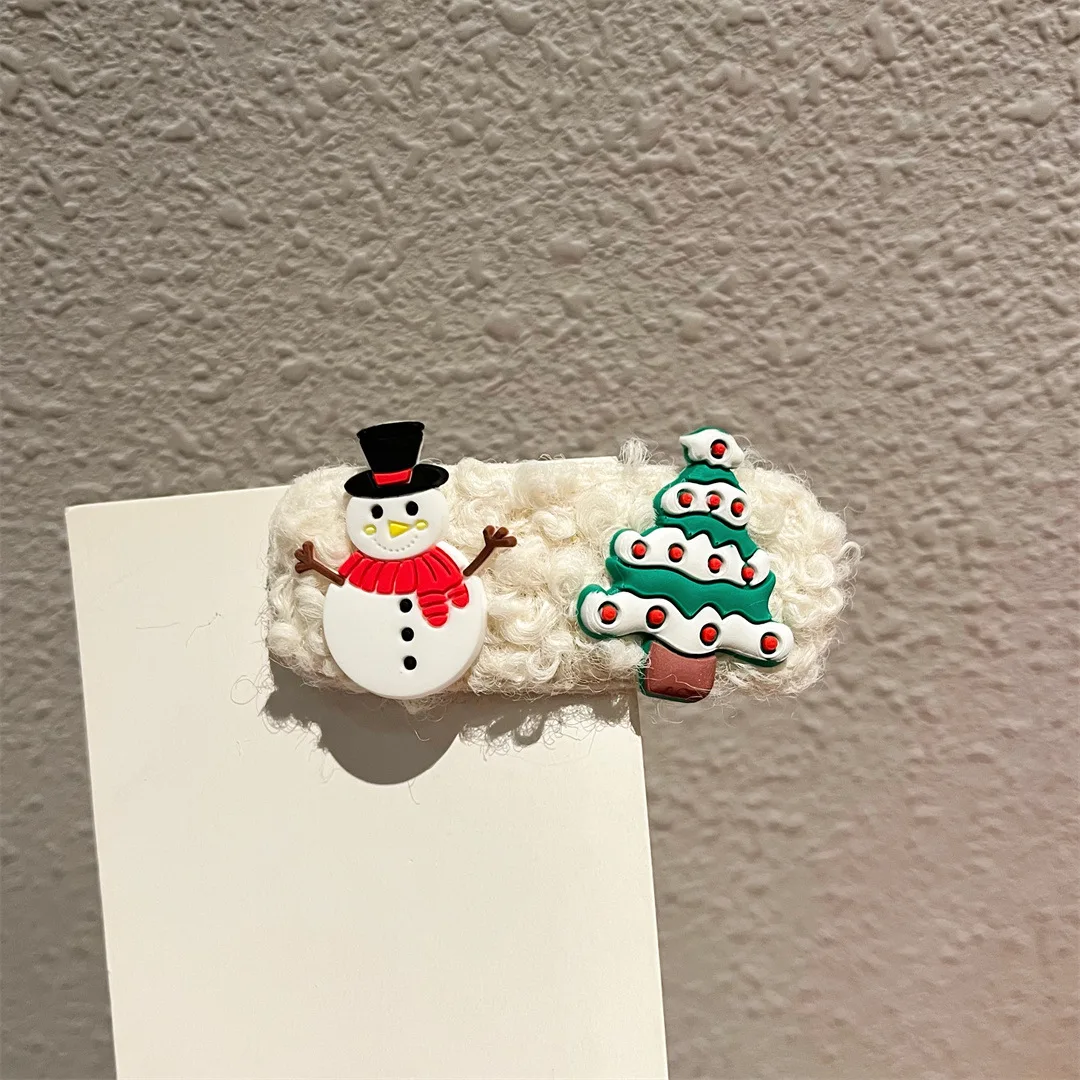 Fanyue Custom Popular Cute Christmas Tree Santa Elk Lamb Wool Hair Claw Clip Wholesale 2024