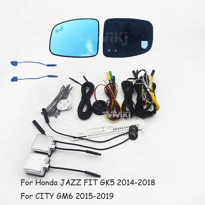Side rearview blue mirror glass lens with blind spot system For Honda JAZZ FIT GK5 2014-2018 For CITY GM6 2015-2019 BSA BSD BSM