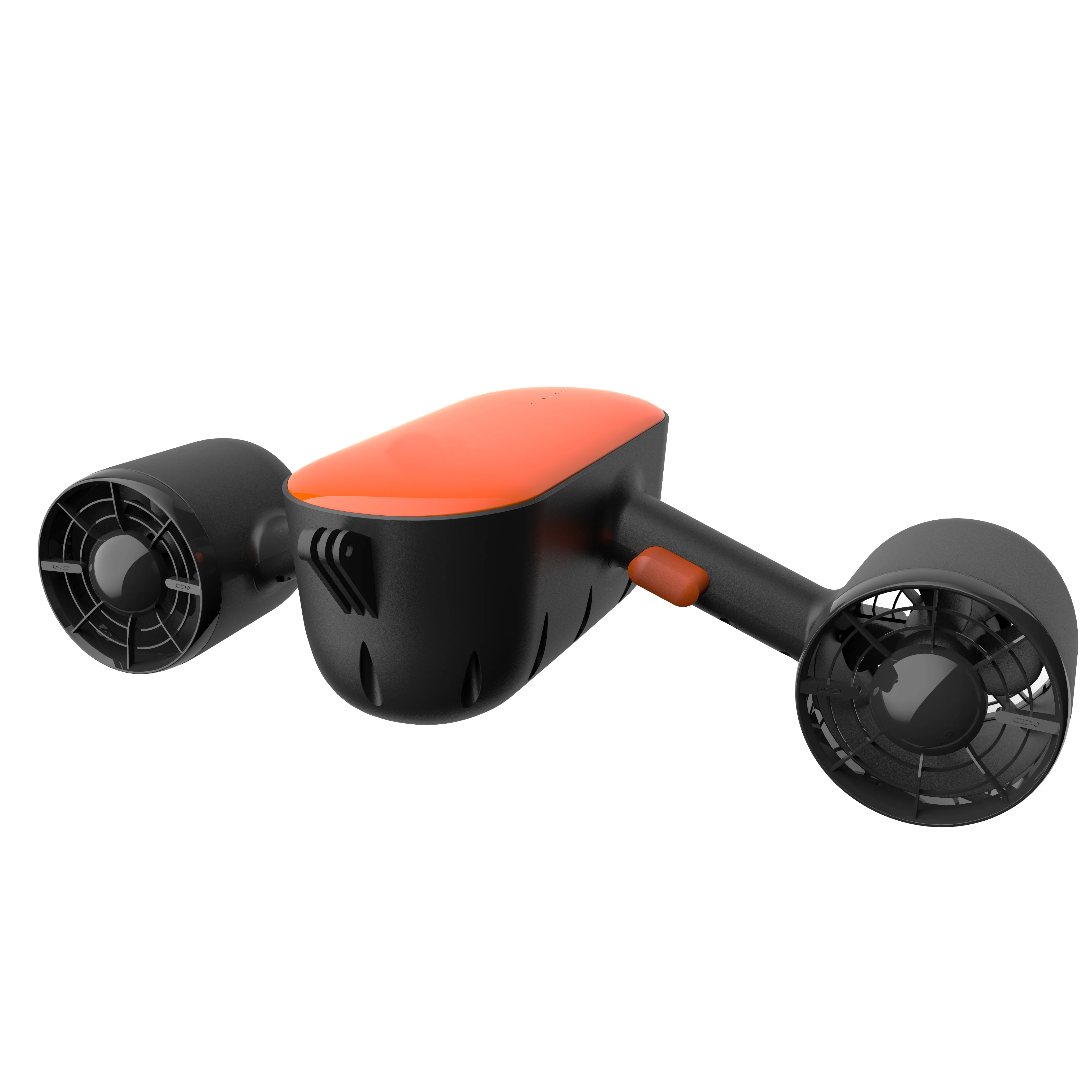 Summer water sport kind and adult playing electric sea scooter Swimming Pool scuba Snorkeling underwater diving equipment