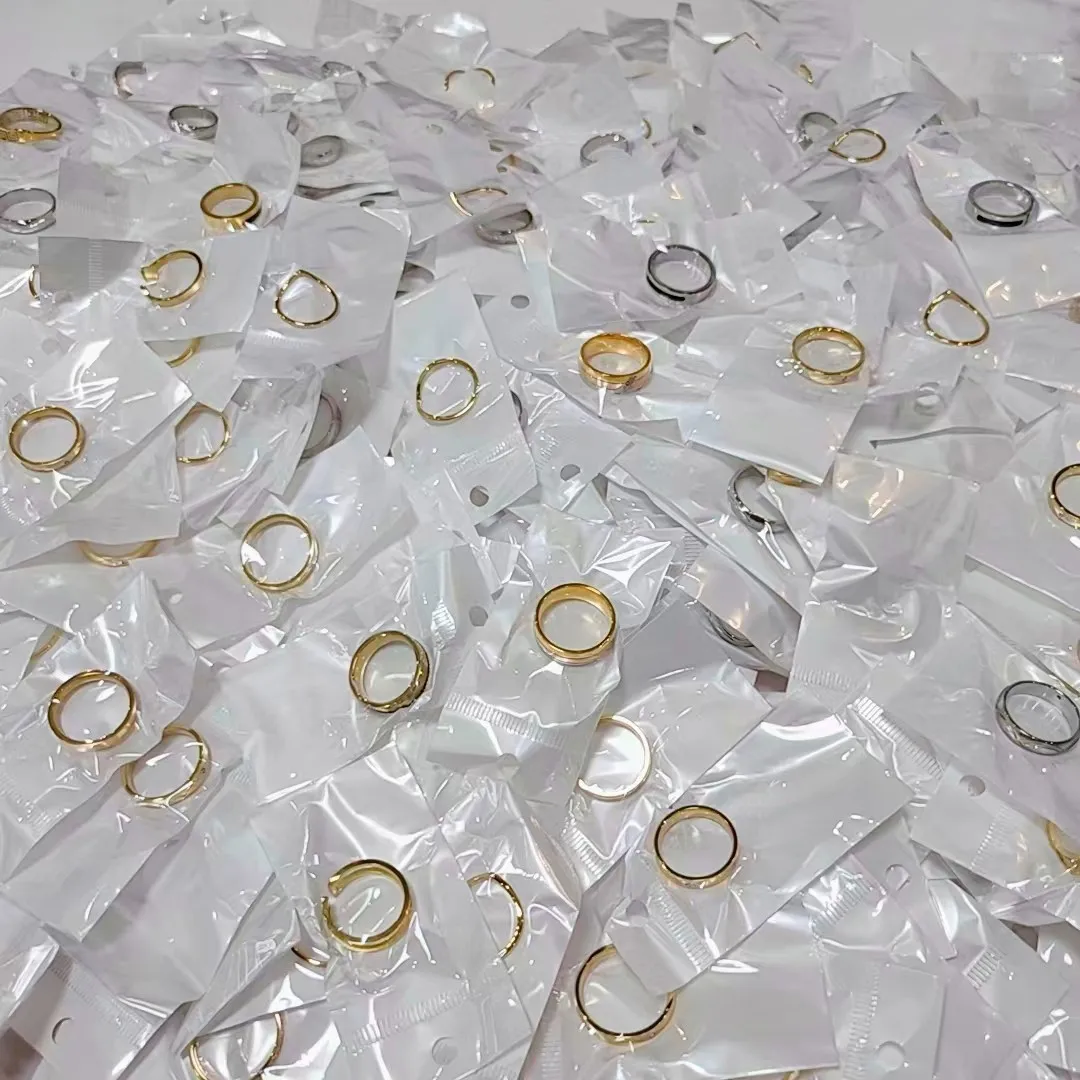 High End 18K Gold Plated Plain Gold Plated Shiny Band Rings Stainless Steel Rings for Women
