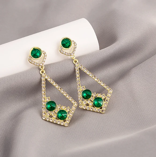 European and American ethnic style retro elegant temperament ear hook rainbow Bohemian devil eye crystal earrings for women