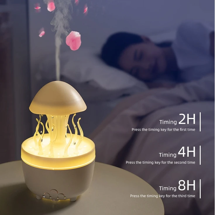 New Design Water Drip Room Humidifiers 300Ml Ultrasonic Rotating Rain Drop Aroma Diffuser With Remote