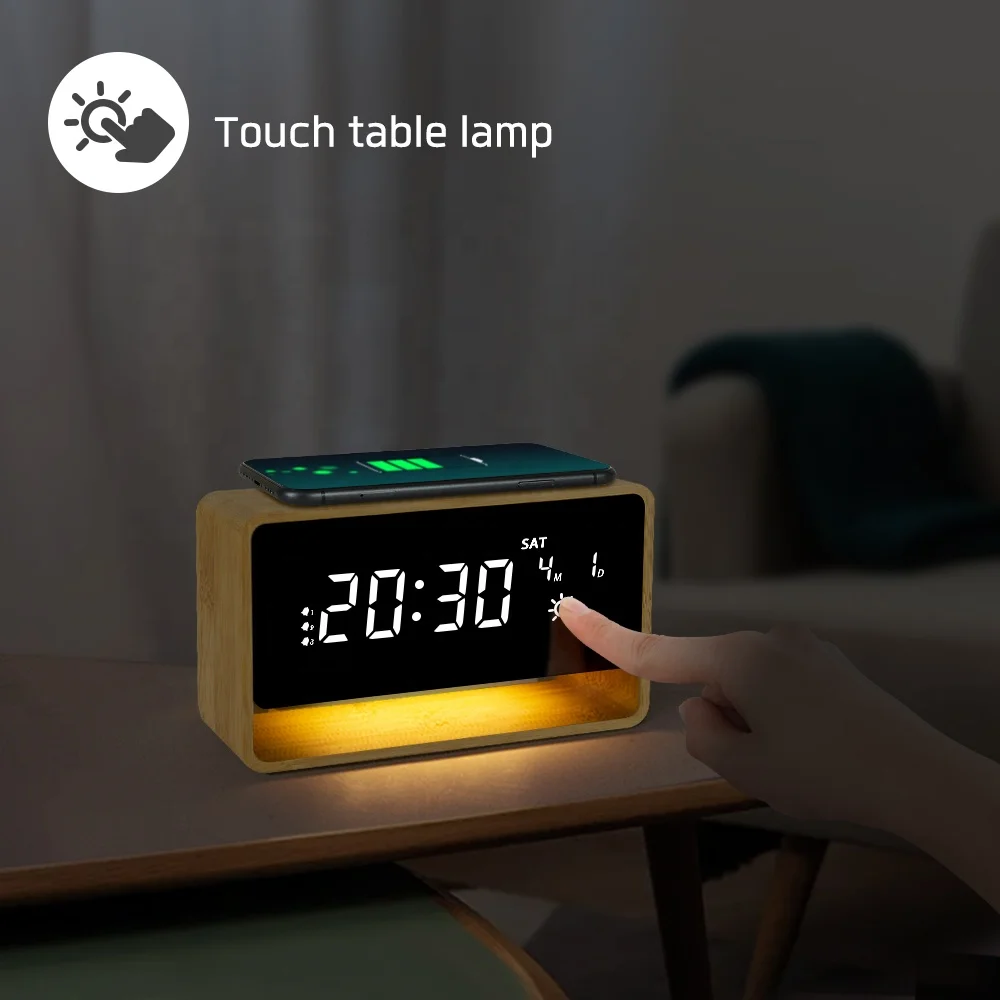 3 in 1 Dorm/Bedroom/Office Wireless Charging Lamp Calendar Display Digital Alarm Clock