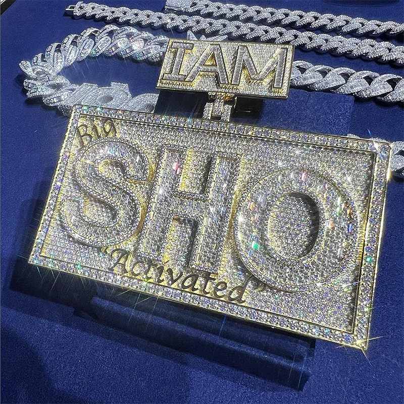 Custom Initial Letter Name Iced Out Pendant 925 Sterling Silver Hip Hop Jewelry For Personal Use