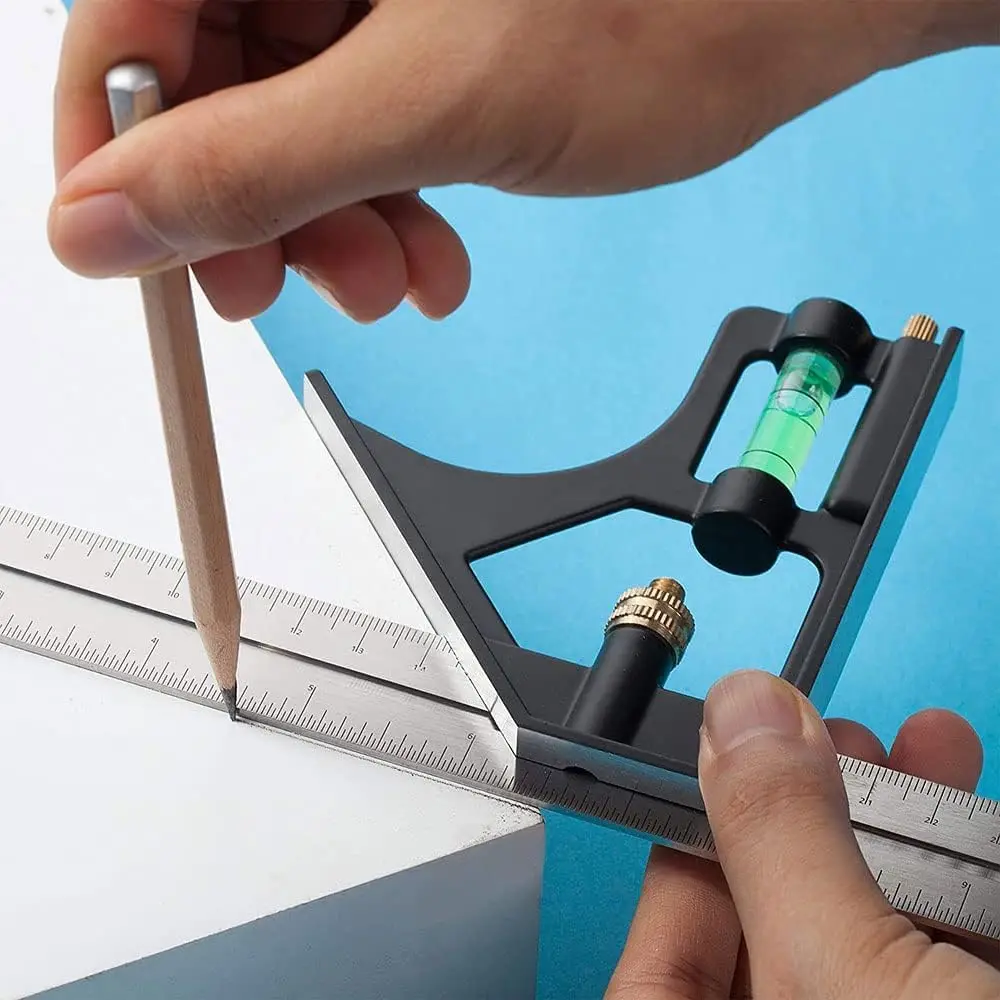 Combination Square Set with Protractor, Woodworking Square, Carpenter Square
