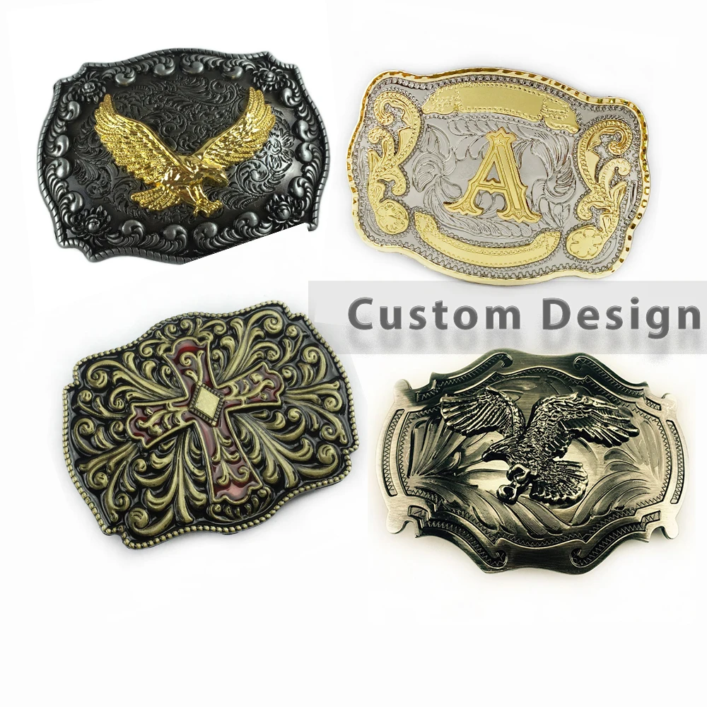 Wholesale Custom LOGO Western Cowboy Cowgirl Style Electroplate Zinc Alloy Metal Belt Buckle For Men Women