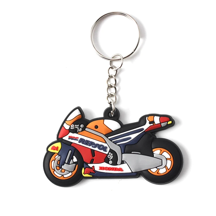 Custom Soft Flexible Brand Logo 2d PVC Key Chain Fashion Motorcycle Keychain
