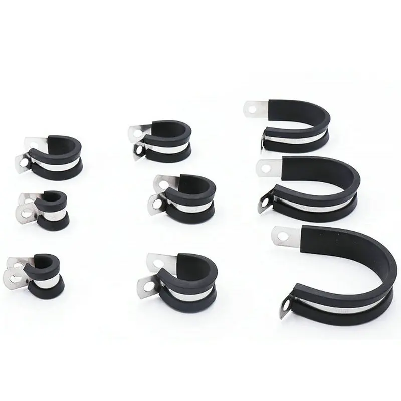 Rubber Lined U Shaped 304 Stainless Steel Pipe Clip Hose Clamp