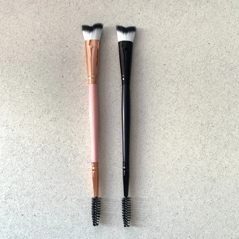 OEM metal plastic handle V shape swoop curved eyelash extension clean eye lash foam cleansing bath brush with drying stand cover