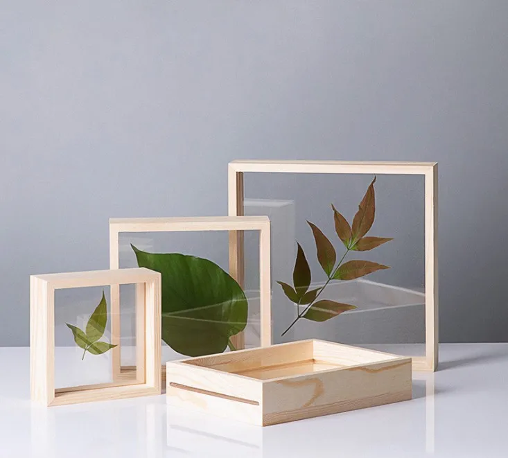 wooden double-sided glass insect plant specimen frame diy dried flower log three-dimensional picture