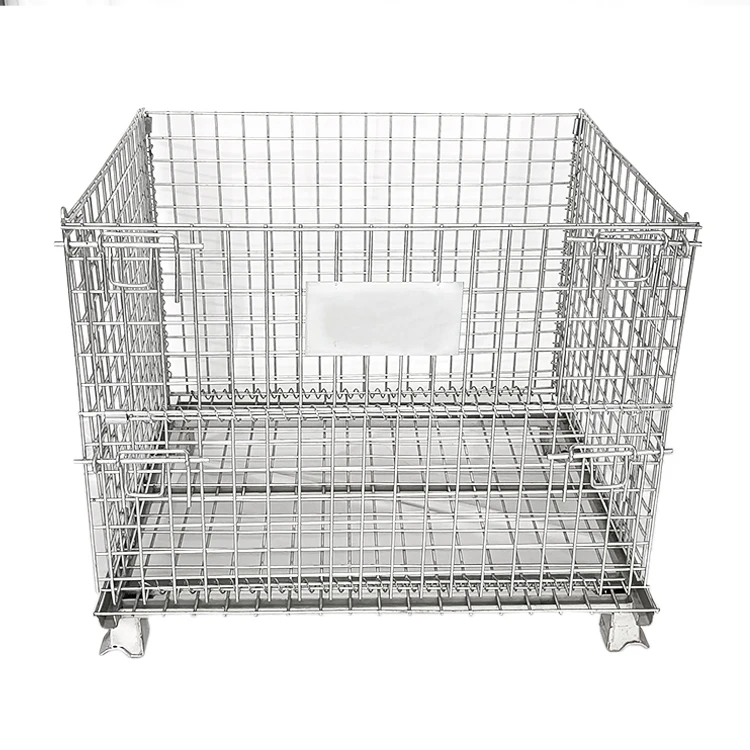 ~bulk shipping heavy duty industrial ~metal foldable collapsable warehouse~ wire mesh steel storage container cage ~ with wheels