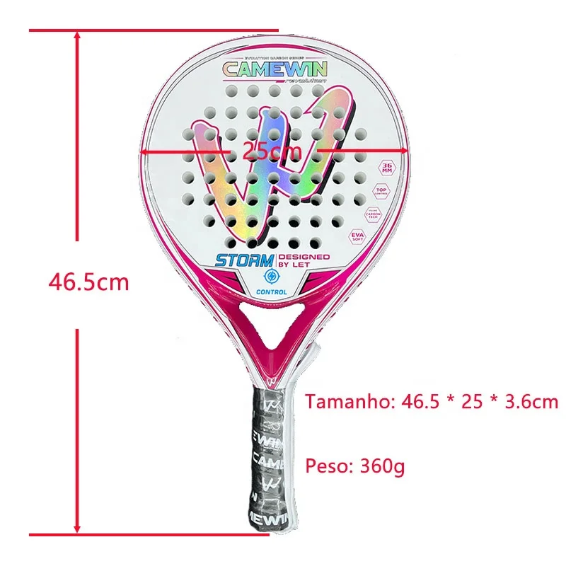Camewin Padel Racket Tennis Carbon Fiber Soft EVA Face Tennis Paddle Racquet Racket with Padle Bag Cover With Free Gift New