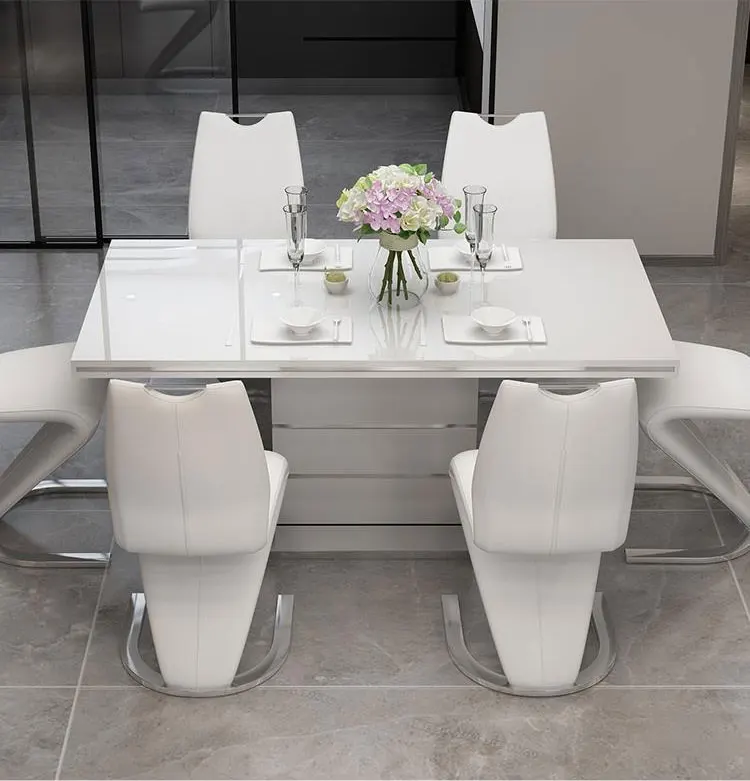 Modern tempered glass extending square dining table set Dining table and chair