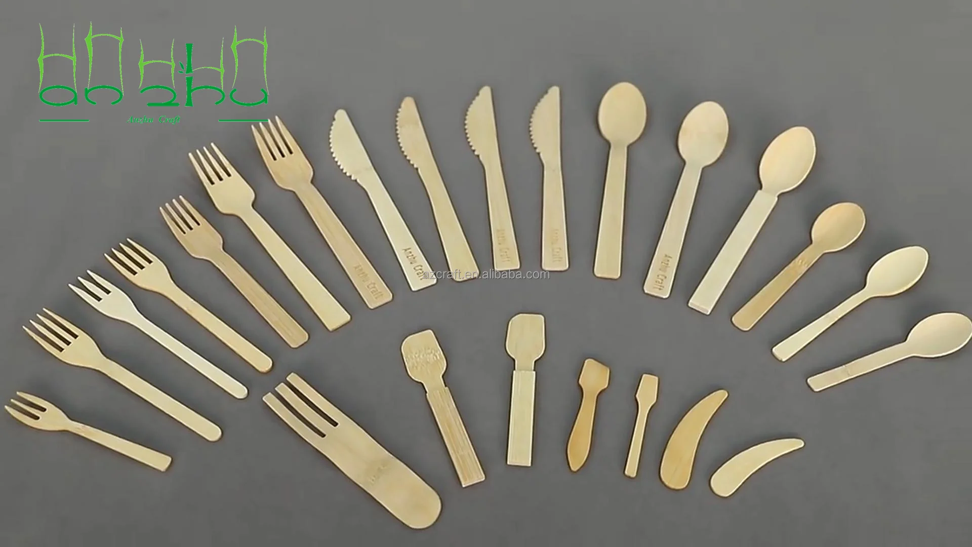 Disposable bamboo tea chinese soup spoon fork knife set