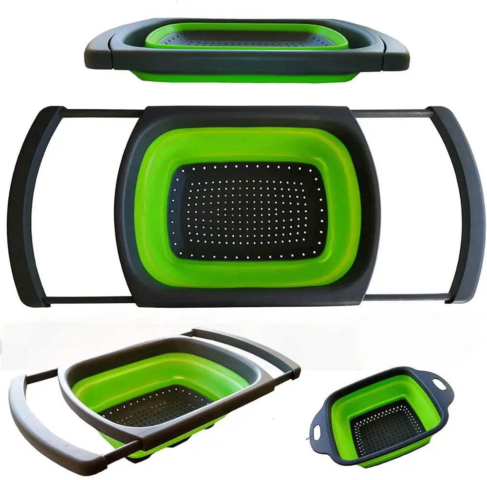 
Food Grade 3pcs Set Stainless Steel Perforated Colander Food Strainer with rectangular Long Handle 