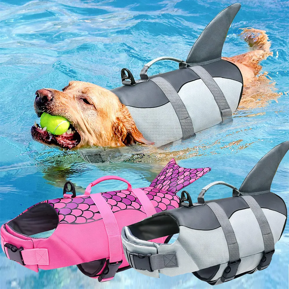 Hot Pet Dog Clothing Summer  Life Jacket Swimming & Boating Dog Shark Life Jacket with Handle