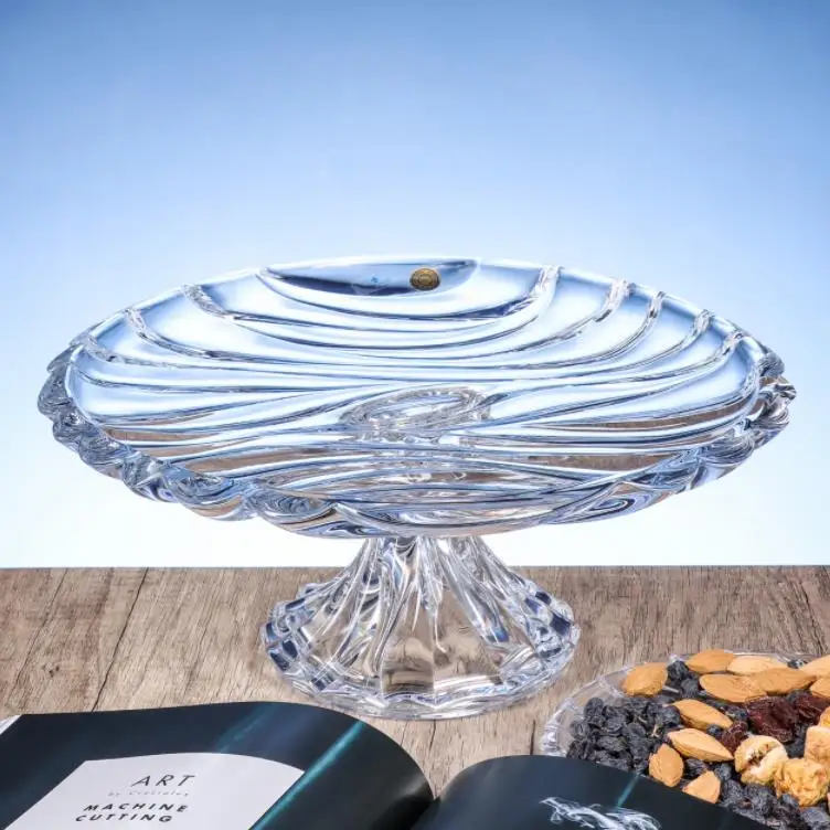 Luxury Bohemia Crystal Glass Wear Cups and Saucers and Fruit Plate and Vases Leather Box Gift Set