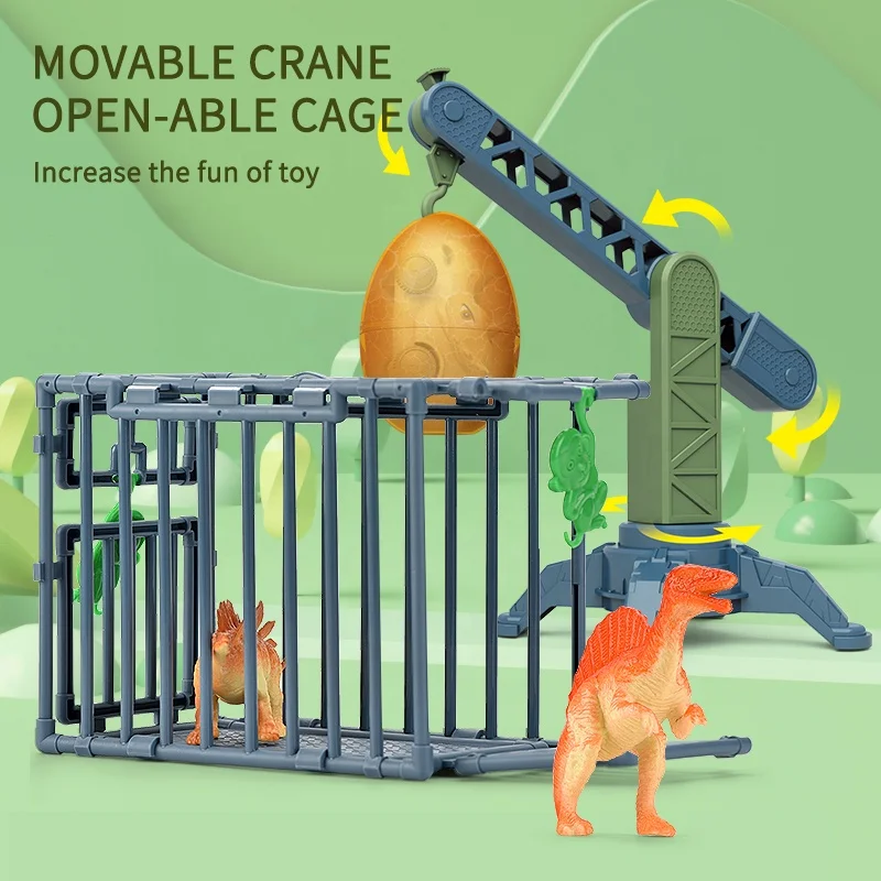 DIY Assemble Electric Dinosaur Track Car With Lights Dinosaur Theme Park Scene Rail Slot Toys Dinosaur Vehicles For Kids