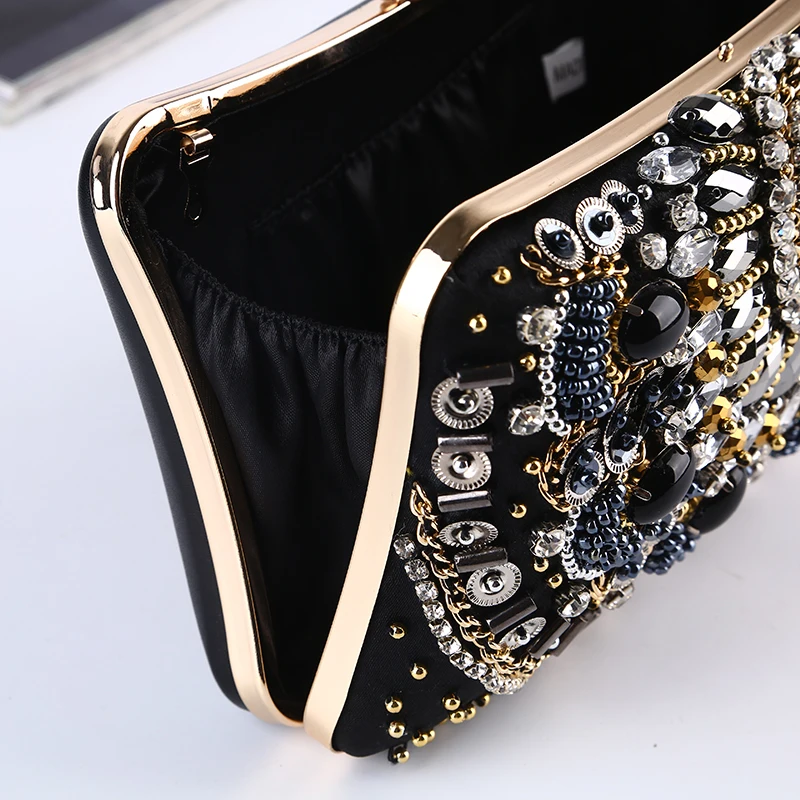 
Best Fashionable Online Wholesale Indian Style Crystal Beads Clutch Bag Evening Stone Beading Purse Women Clutch Crystal Bag 